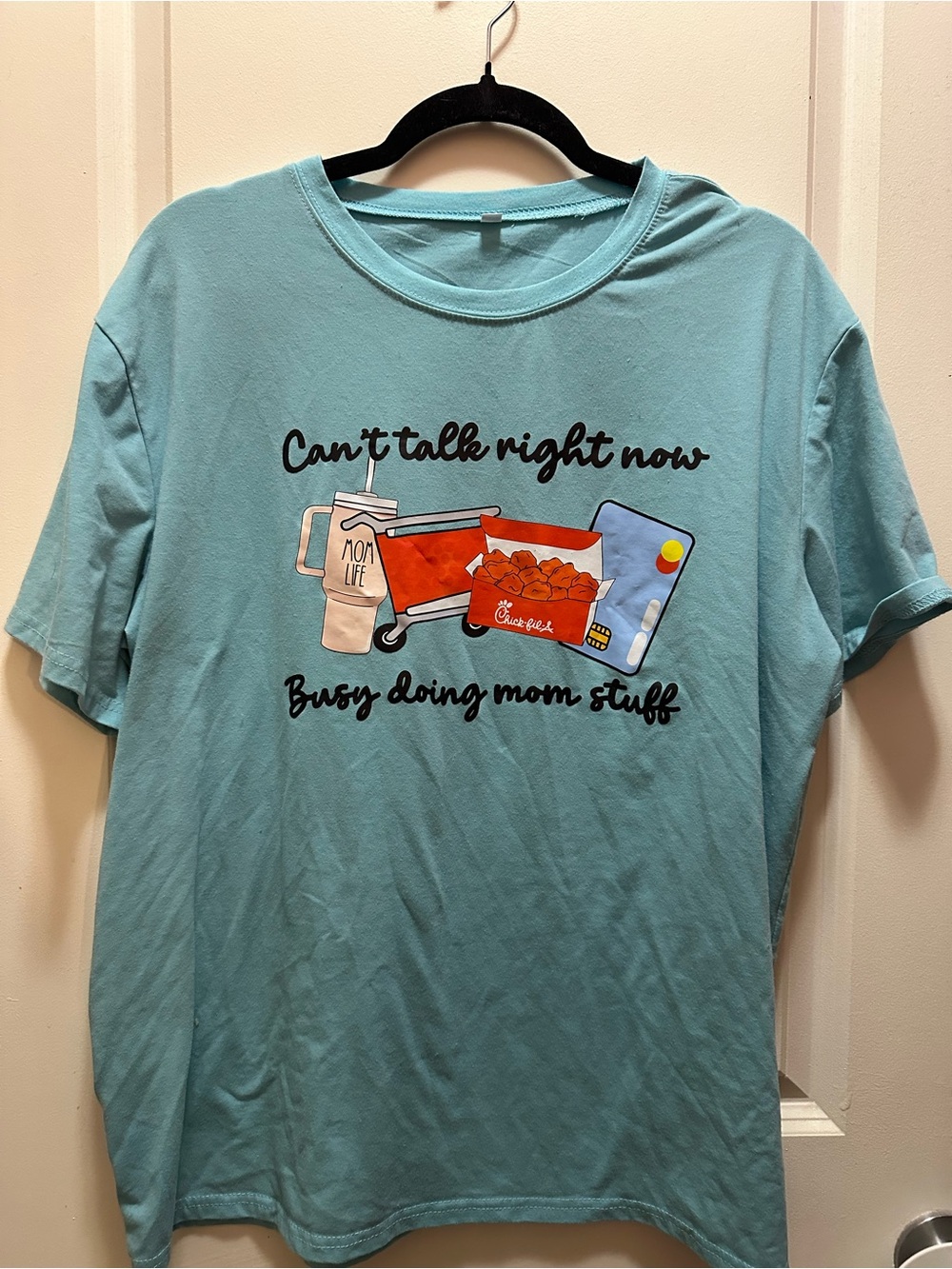 Mom Life Graphic Tee - Light Blue Casual Shirt 3XL (Fits closer to a 1XL or 2XL)